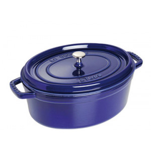 STAUB Cocotte Fonte Ovale 33 cm Bleu Intense Majolique 6,7 L