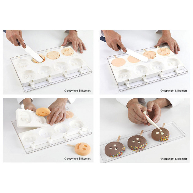 Glace chocolat en forme de Smileys realises dans le Moule silicone Glace chocolat en forme de Smileys realises dans le Moule silicone