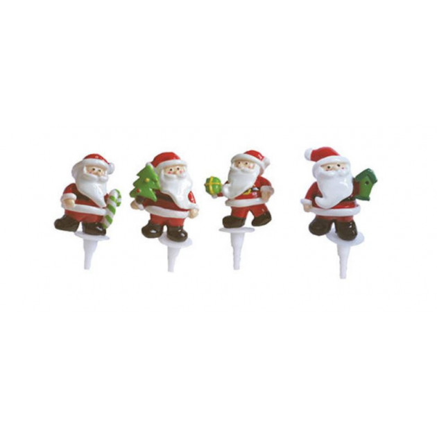 Pere Noel 4 modeles sur pique x48 Decor BÃ»che de Noel