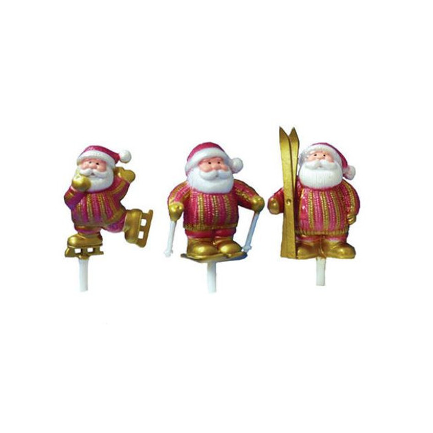 Pere Noel Sports d'Hiver Rouge et Dore x72 Decor BÃ»che de Noel