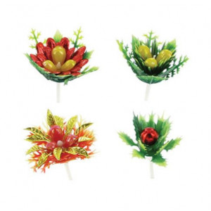 Feuilles de Houx sur pique Assortiment x72 Feuilles de Houx sur pique Assortiment x72