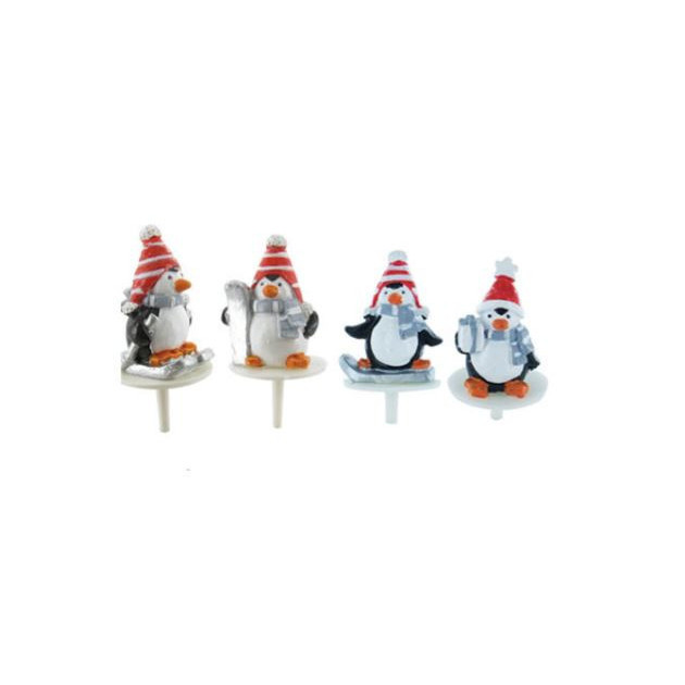 Pingouins Sport d'Hiver Sujet en Resine x50 Decor bÃ»che Noel