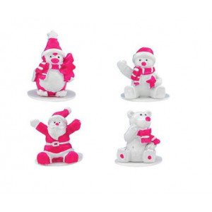 Sujets de Noël Blanc et Fuchsia en Résine x50 Sujets de Noël Blanc et Fuchsia en Résine x50