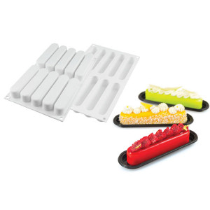Moule Silicone 10 Eclairs 13x2,5 cm SilikoMart Professional Moule Silicone 10 Eclairs 13x2,5 cm SilikoMart Professional