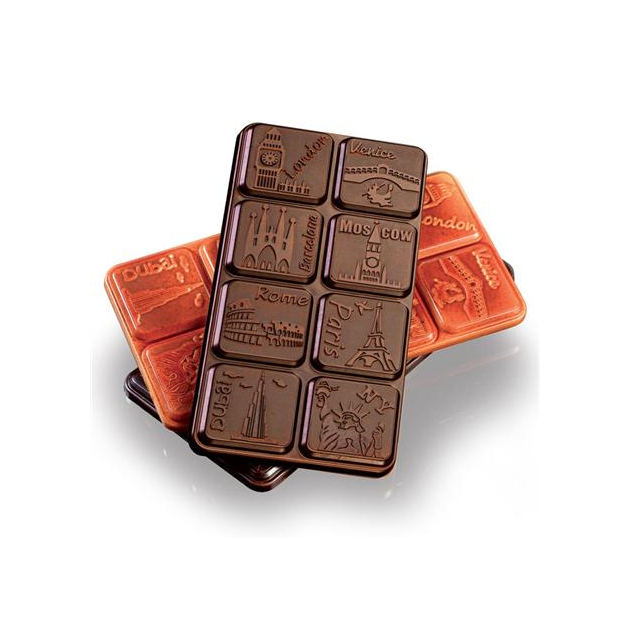 Moule Tablette de Chocolat Grandes Villes x3