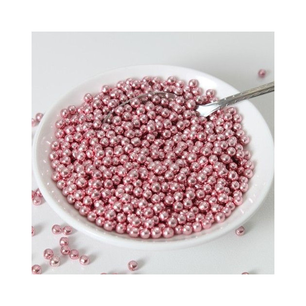 Bol de Perles de sucre Rose Metallique Funcakes Bol de Perles de sucre Rose Metallique Funcakes