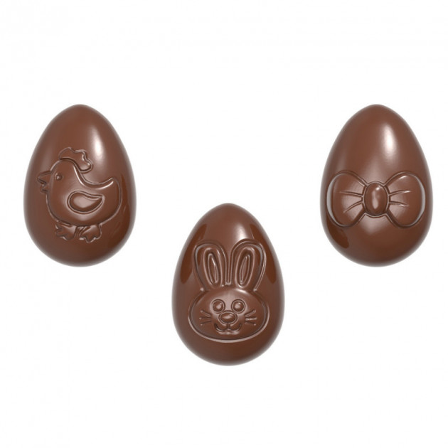 Moule Chocolat Oeuf Motifs Paques 3.3 cm (x24) Chocolate World