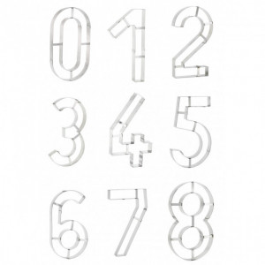 Lot Grand Emporte Pièce Inox Chiffre H.32 cm (x9) Lot Grand Emporte Pièce Inox Chiffre H.32 cm (x9)