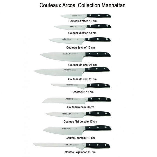 Couteau Santoku 19 cm Arcos MANHATTAN Noir -  - achat,  acheter, vente