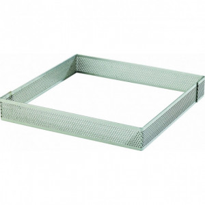 Cadre à Tarte Carré Inox Perforé 8.5 cm H.2 cm