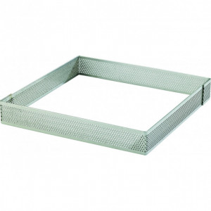 Cadre à Tarte Carré Inox Perforé 10 cm H.2 cm