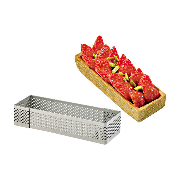 Cadre a Tarte Rectangle Inox Perfore 10x4 cm H.2 cm