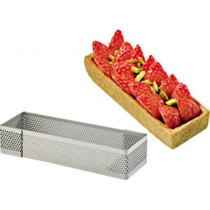 Cadre à Tarte Rectangle Inox Perforé 28x10 cm H.2 cm Cadre à Tarte Rectangle Inox Perforé 28x10 cm H.2 cm