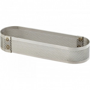 Cercle à Tarte Oblong Inox Perforé 28x10 cm H.2 cm Cercle à Tarte Oblong Inox Perforé 28x10 cm H.2 cm