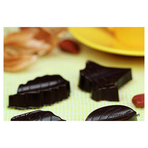 Chocolats en forme de feuille realises avec le moule silicone easy choc