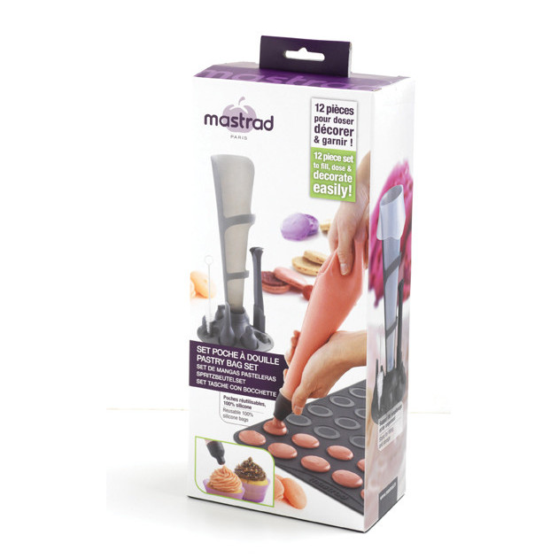 Packaging du Kit Poches a Douille Silicone + 6 Douilles Mastrad Packaging du Kit Poches a Douille Silicone + 6 Douilles Mastrad