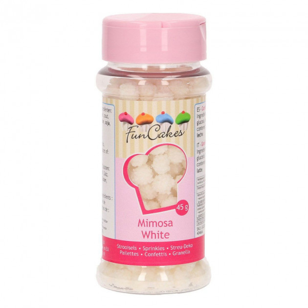 Decors en sucre Mimosa Blanc 45 g Funcakes