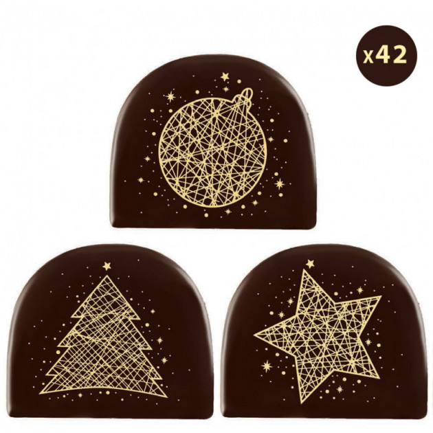 Embouts bûches Noël chocolat Motifs fibres - Panier des Chefs