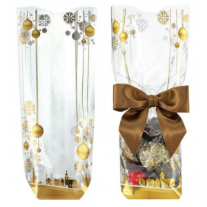 Sachet Confiserie Boules et Flocons 14x30,5 cm (x100) Sachet Confiserie Boules et Flocons 14x30,5 cm (x100)