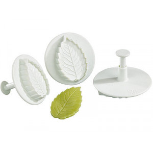 3 Découpoirs Petite Feuille de Rose à Poussoir 3 Découpoirs Petite Feuille de Rose à Poussoir