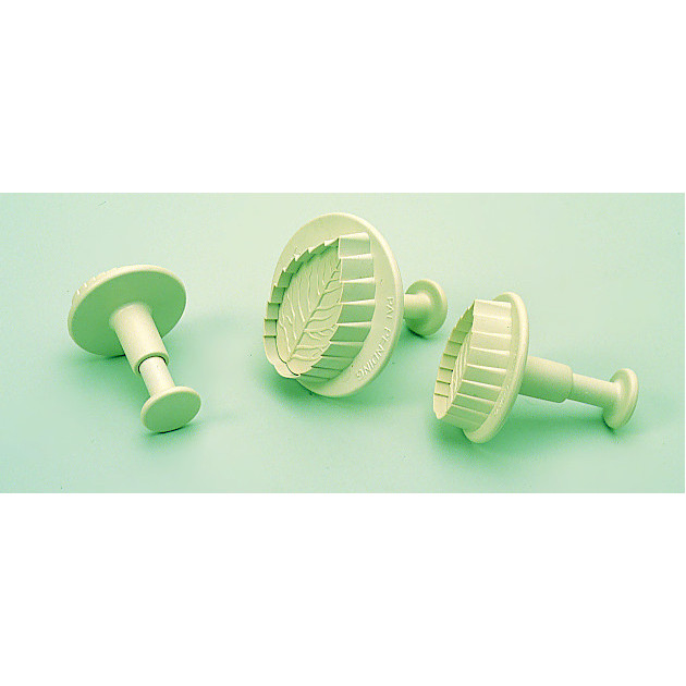 3 Découpoirs Petite Feuille de Rose à Poussoir