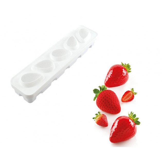 Moule Silicone 5 Fraises 120 ml Silikomart Professional