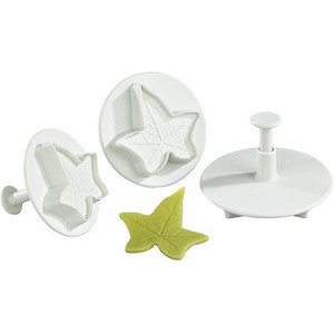 3 Découpoirs Petite Feuille de Lierre à Poussoir 3 Découpoirs Petite Feuille de Lierre à Poussoir