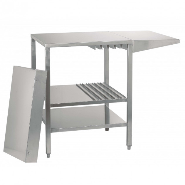 Table inox avec tablette rabattable Table inox avec tablette rabattable