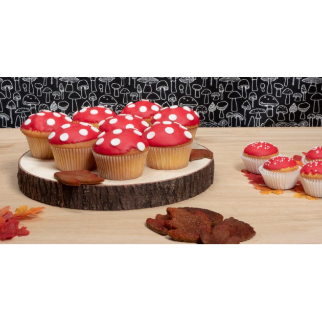 Cupcakes Champignons decores de colorant en poudre