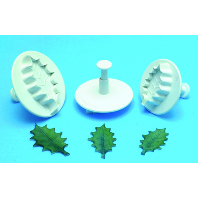 3 Decoupoirs Petite Feuille de Houx a Poussoir 2