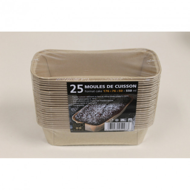 Moule de cuisson papier cake 176 mm - 550 ml Bio Food Pack