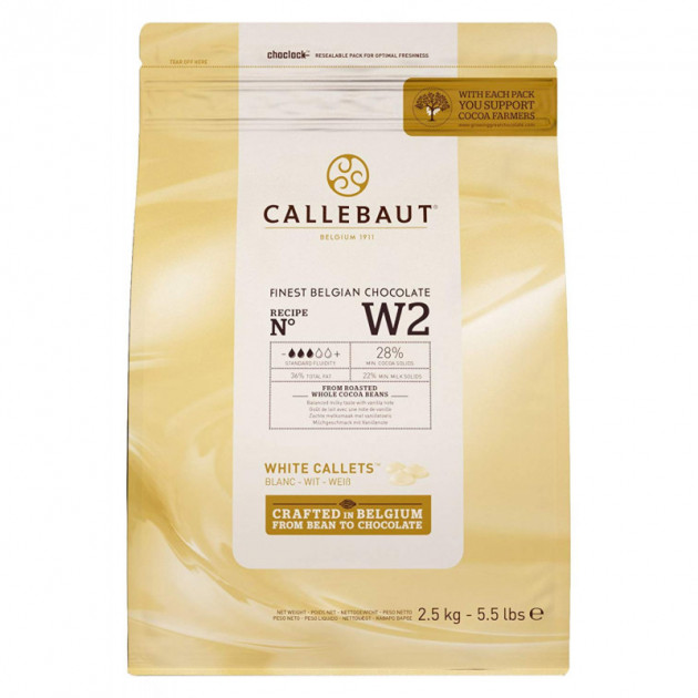 Chocolat Blanc W2 28% pistoles 2.5 kg Callebaut