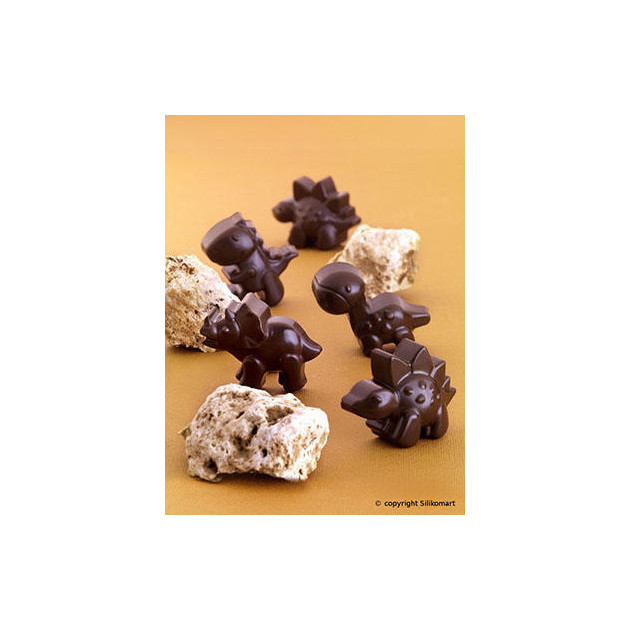 Dinosaures en Chocolat realises avec le moule Silicone Easy Choc