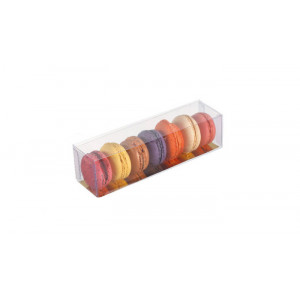 Boîte 6 Macarons Transparente Fond Or 18 cm Boîte 6 Macarons Transparente Fond Or 18 cm
