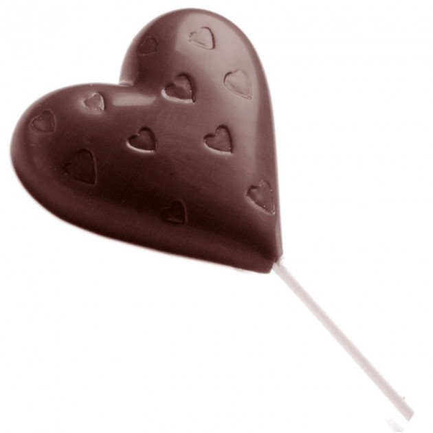 Sucette coeur chocolat avec noeud 25 gr - 1 unité par 1,00 €