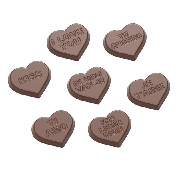 Moule Chocolat Coeur Je t'aime 30 mm (x21) Chocolate World