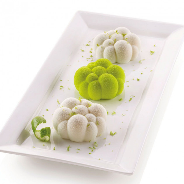 Dessert realise avec le moule silicone Bollicine Silikomart 3D Design