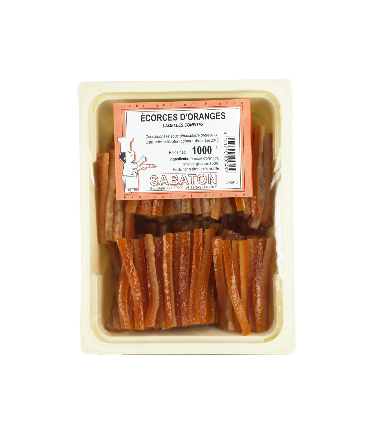 Ecorces Oranges Confites en Lamelles 1 kg Sabaton