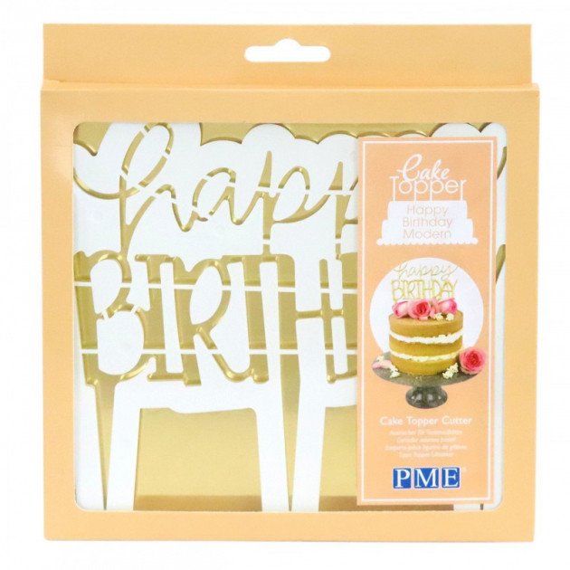 FIN DE SERIE Decoupoir Cake Topper Happy Birthday Moderne 16.5 x 15 cm PME