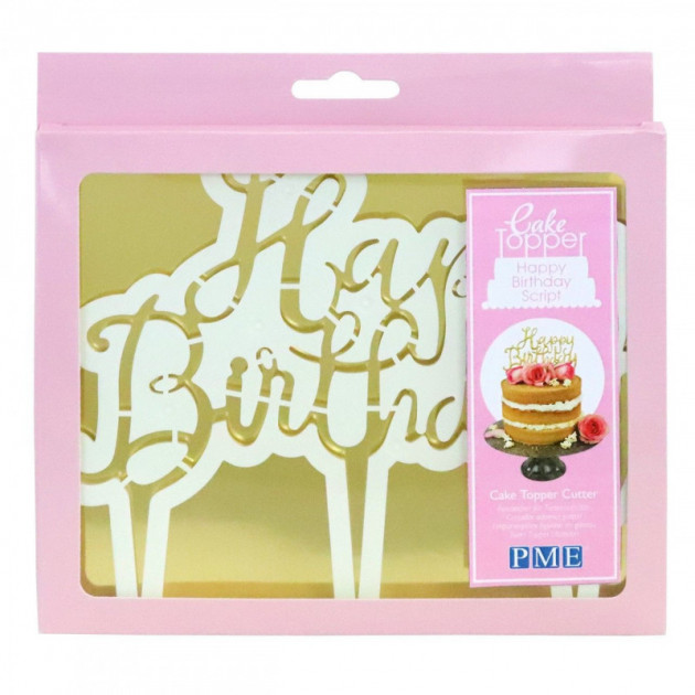 Decoupoir Cake Topper Happy Birthday Manuscrit 16.5 x 15 cm PME