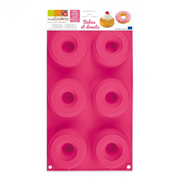 Moule Silicone 6 Donuts ou Babas Ã˜7.5 x2.8 cm Scrapcooking