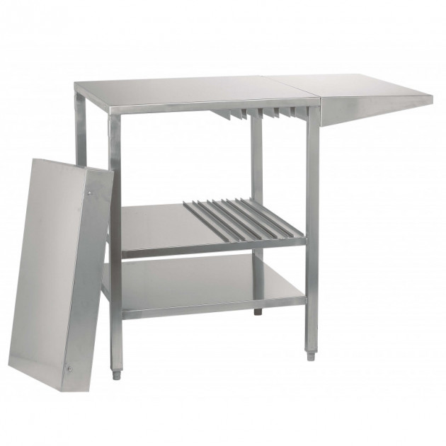 Table inox avec tablette rabattable Table inox avec tablette rabattable