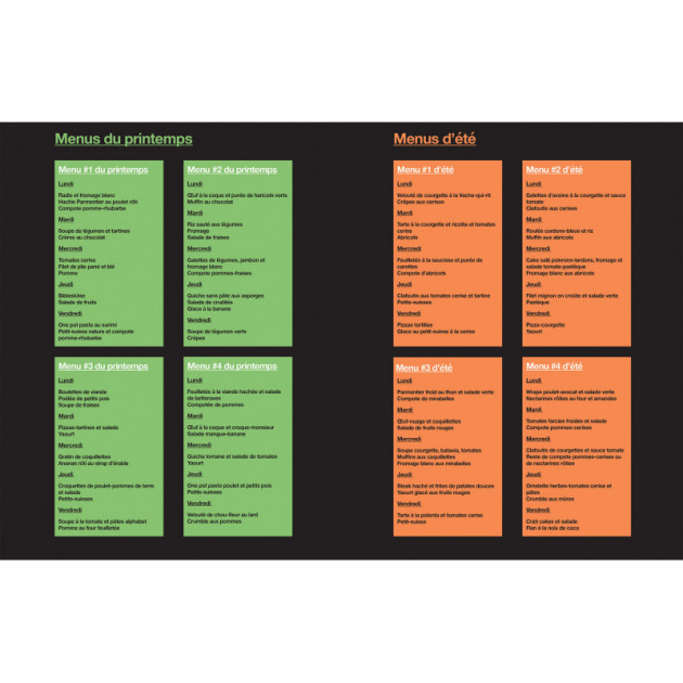 Menus du printemps et menus d'ete pour enfants Menus du printemps et menus d'ete pour enfants