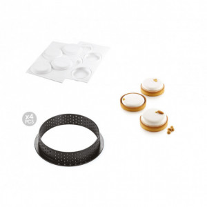 Kit Moule Silicone 4 Tartelettes Ø 100mm Silikomart Professional Kit Moule Silicone 4 Tartelettes Ø 100mm Silikomart Professional