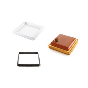 Kit Moule Silicone 1 Tarte Carrée 200mm Silikomart Professional Kit Moule Silicone 1 Tarte Carrée 200mm Silikomart Professional