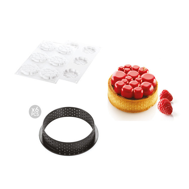 Kit Moule Silicone 6 Tartelettes Ã˜ 80mm Paradis Silikomart Professional