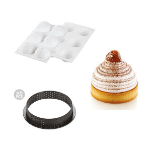 Kit Moule Silicone 6 Tartelettes Ø 80mm Mont Blanc Silikomart Professional Kit Moule Silicone 6 Tartelettes Ø 80mm Mont Blanc Silikomart Professional