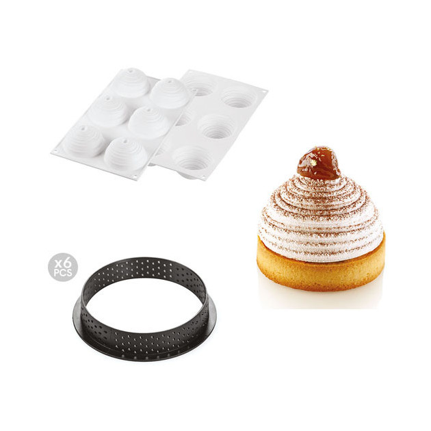 Kit Moule Silicone 6 Tartelettes Ã˜ 80mm Mont Blanc Silikomart Professional