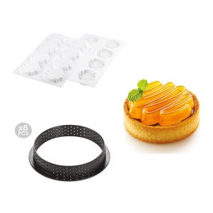 Kit Moule Silicone 8 Tartelettes Ø 80mm Saint Honoré Silikomart Professional Kit Moule Silicone 8 Tartelettes Ø 80mm Saint Honoré Silikomart Professional
