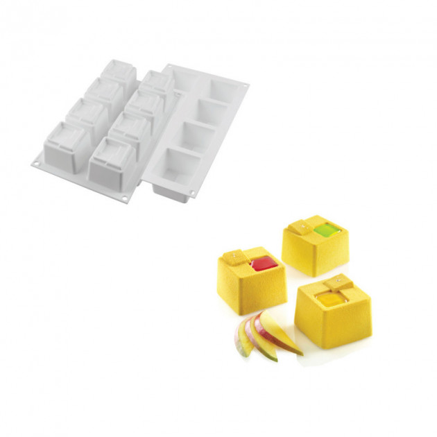 Moule Silicone 8 Cubes Kuadro 6 x 6 cm 150ml SilikoMart Professional